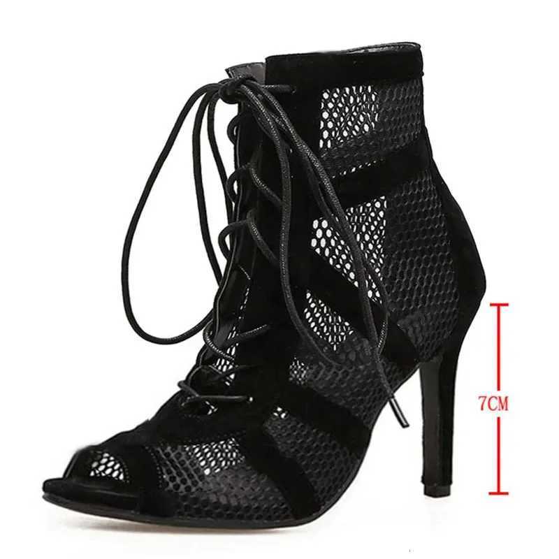 Black Sexy Lace Up Cross-tied Women Shoes Comfort High Quality Thin Heels Open Toe Dancing Sandals Ankle Strap Hollow Out Pumps W250814