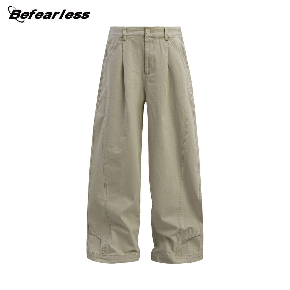 American Style Washed Vintage Fit Straight Leg Cargo Unisex Trendy Brand Loose Design Couple Casual Long Pants B5