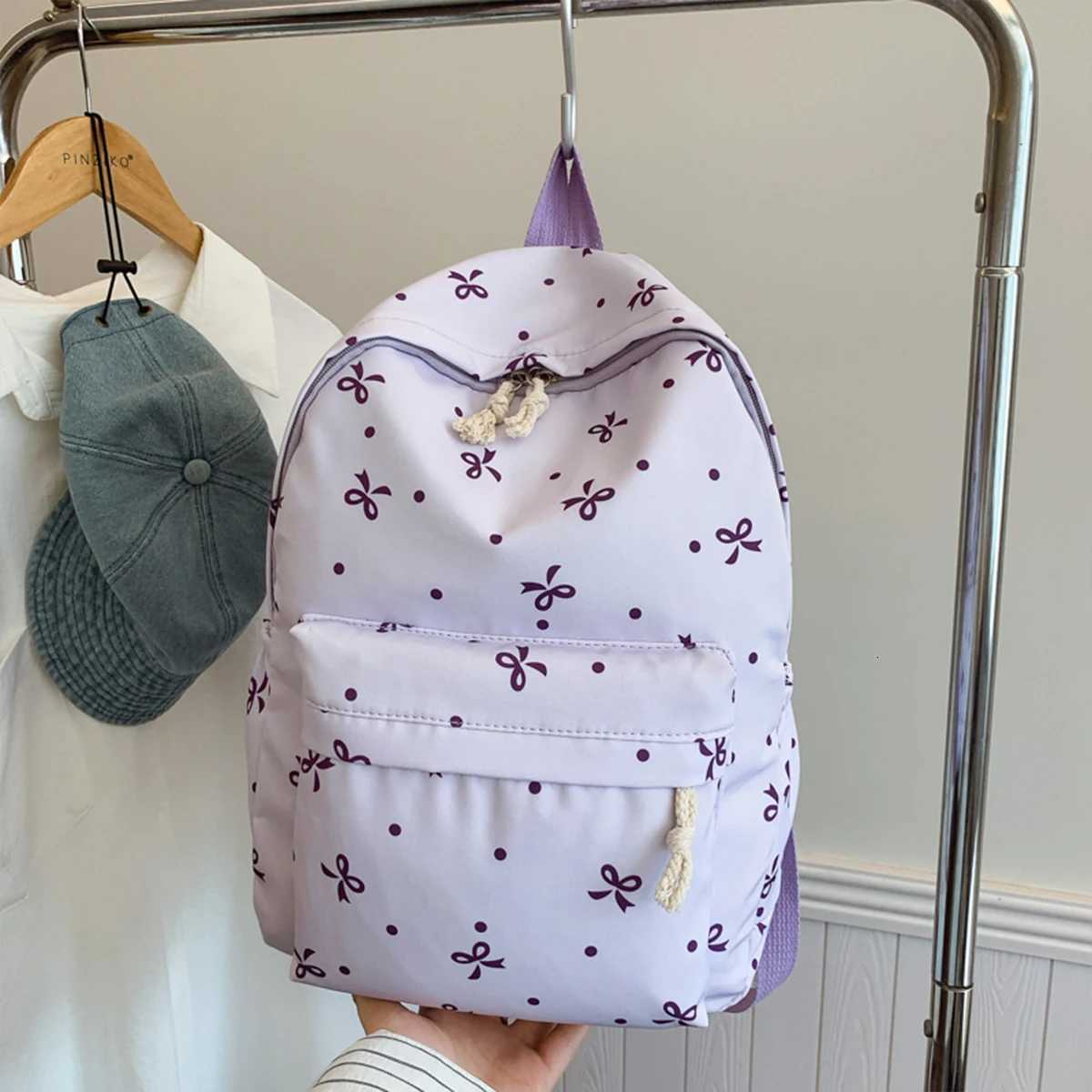 ute Bow Print Backpack for Women Quilted Reinforce Large Capacity Multi-Pocket School Bag Adjustable Straps for College Commute XJ250814