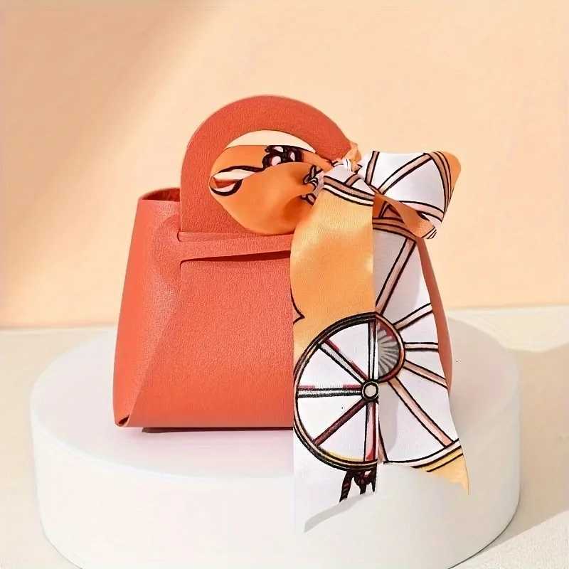 5/10 pieces leather gift bag bow packaging bag wedding gift distribution bag candy packaging box mini handbag purchase. Y250814