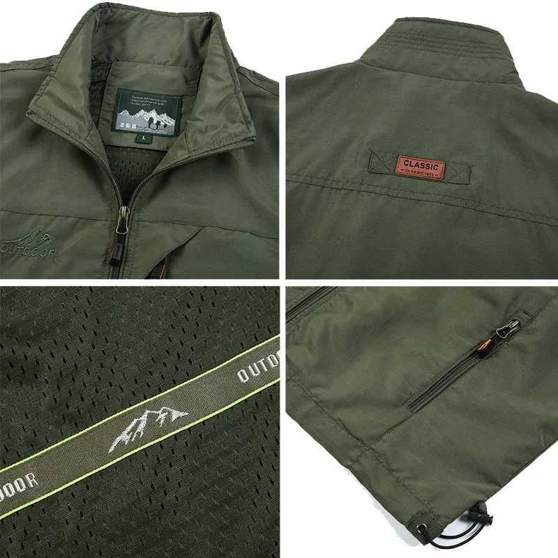2024 Spring Multi-pocket Hiking Work Photography Vest Men Fish Vest Waterproof Breathable Waistcoat Size 6XL Y250814