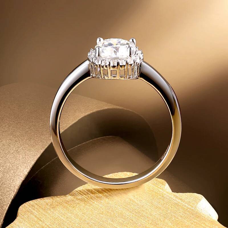 KNOBSPIN 1ct D VVS1 Moissanite Rings for Women Engagement Wedding Lab Diamond with GRA S925 Silver Plated 18k White Gold Ring