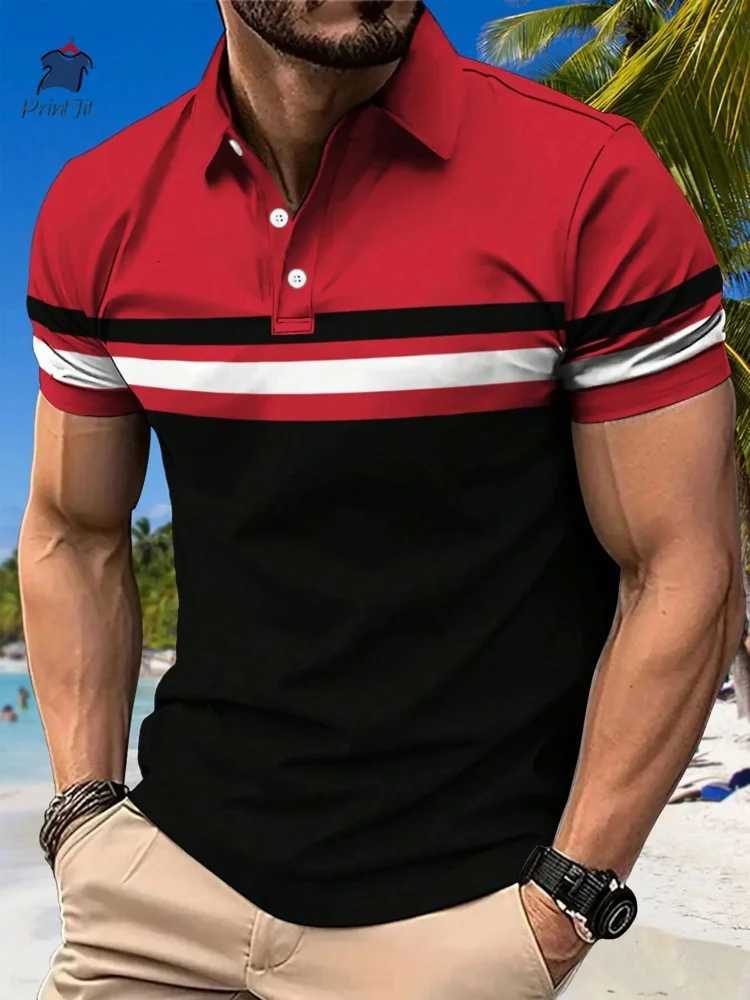 Mens Fashion Short-Sleeved Striped Stamps Polo Shirt Casual Lapel Polo Shirt New Summer Mens Casual Sports Mens Polo Shirts XJ250804
