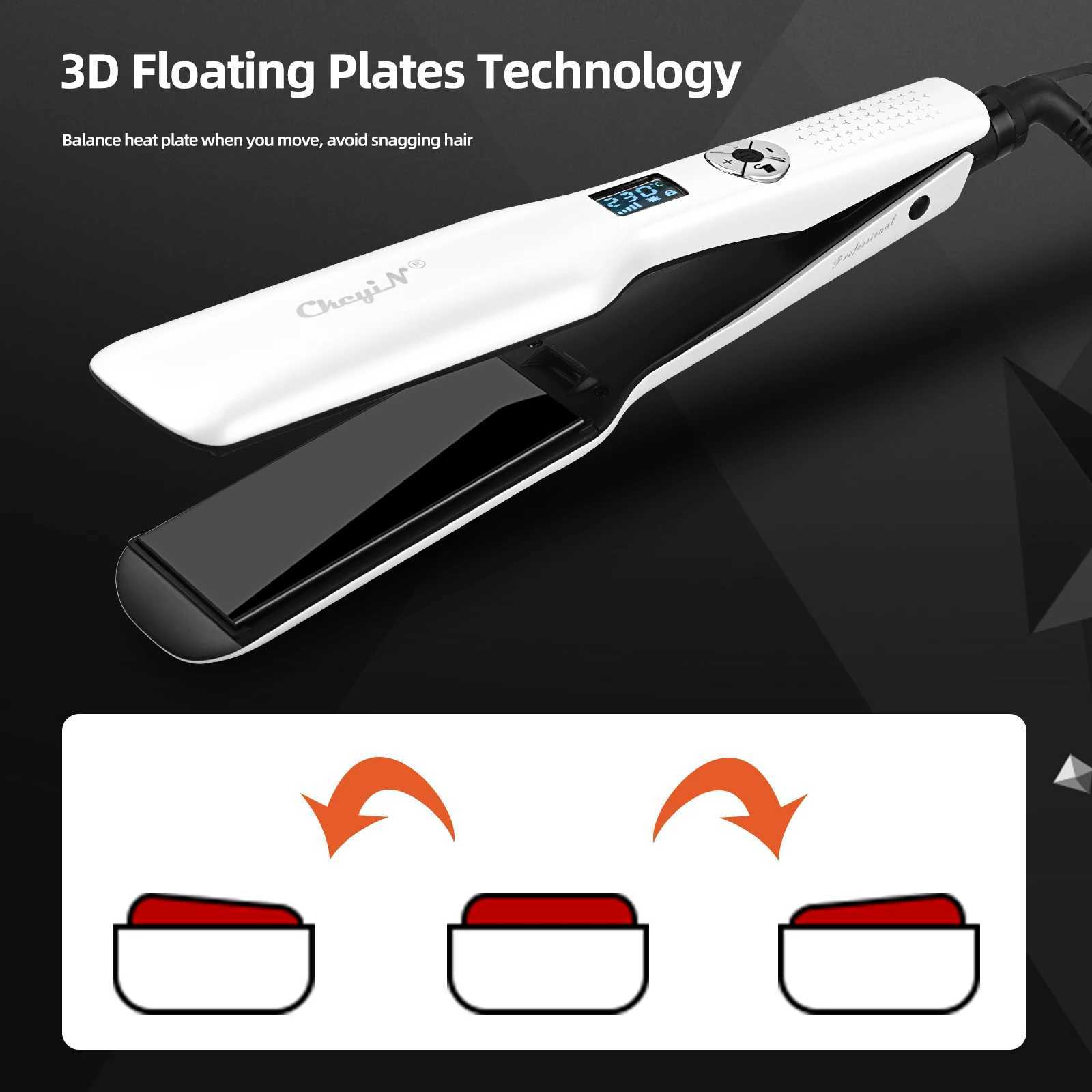 44mm Tourmaline Ceramic Hair Straightener with LCD Display Fast Heating Flat Iron Adjustable Temperature Straightening Iron W250814