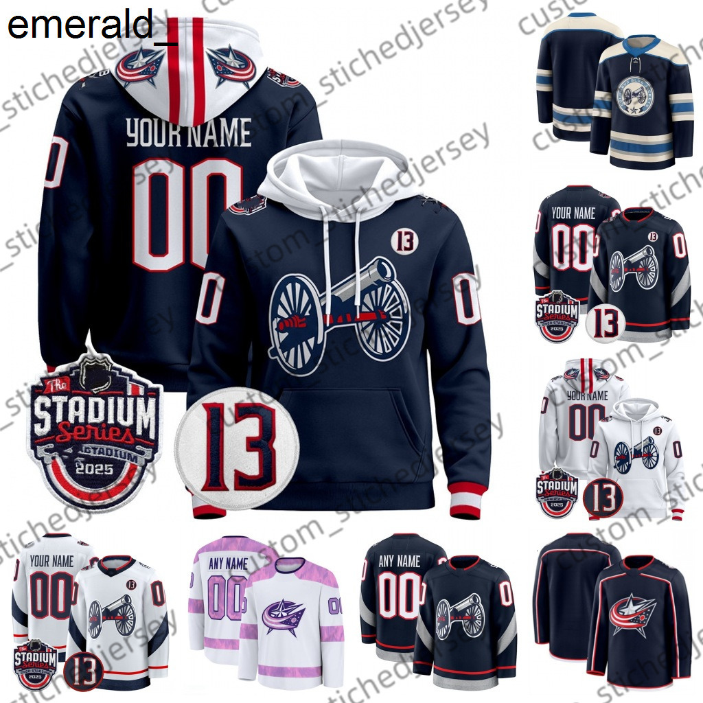 2025 Stadium Series Hockey Jersey Columbus Blue Jacket Adam Fantilli Johnny Gaudreau Boone Jenner Kent Johnson Ivan Provorov Zach Werenski Merzlikins custom name