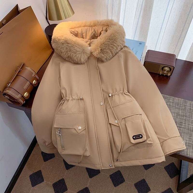 Women Winter Jacket Parka Warm Loose Long Coat Wool Liner Hooded Jacket Clothes Fur Collar Thick Snow Wear Fashion Padded Parka