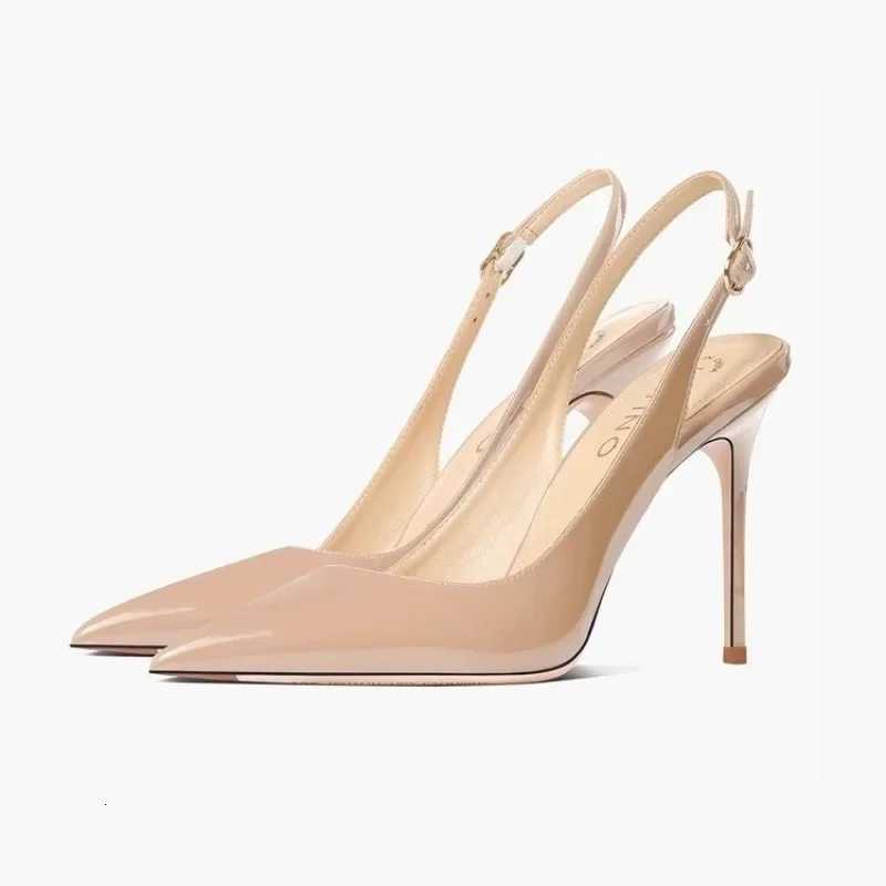 Sexy high-heeled sandals with pointed tips and elegant 2025 summer patent leather strappy fashionable party womens shoes W250814