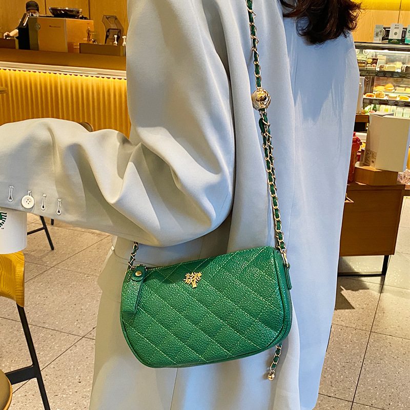 Caviar Small Square Women's New Trendy Fashion High-end Sense Stylish Chain Shoulder Crossbody Bag