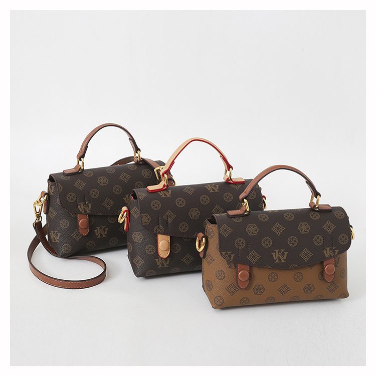 Classic printed retro style sling bag Pu leather waterproof women's shoulder bag b2108