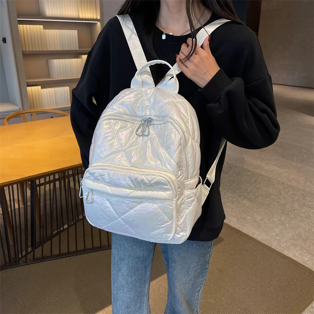 Summer Trend Women Backpack Pearl Cotton Bag Pack Travel Student Schoolbag Teen Girls Bookbag Outdoor 250813