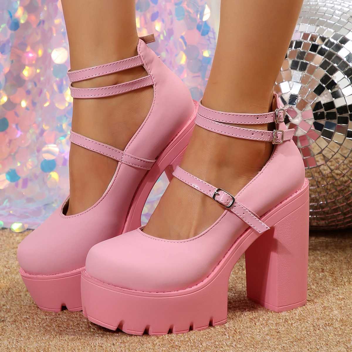 High Heels Women Mary Janes Shoes Woman Platform Fashion Sandals Women Summer New Dress Lolita Shoes Chunky Pumps Womens Shoes W250814