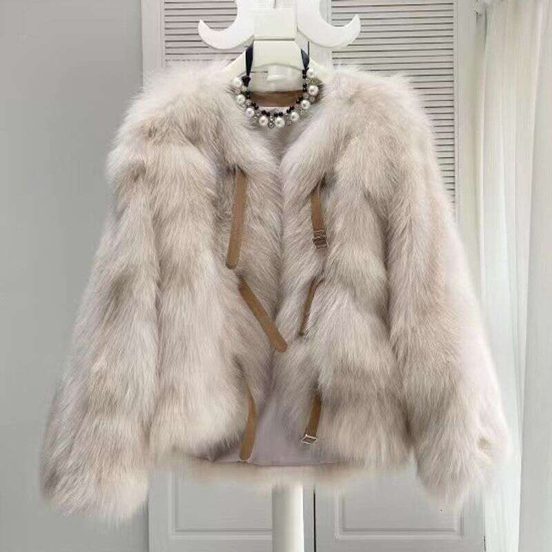 Faux Fox Fur Coat for Women Warm Feather Coats Loose Short Outercoat Lady Party Elegant Outfits Korea Fashion Autumn