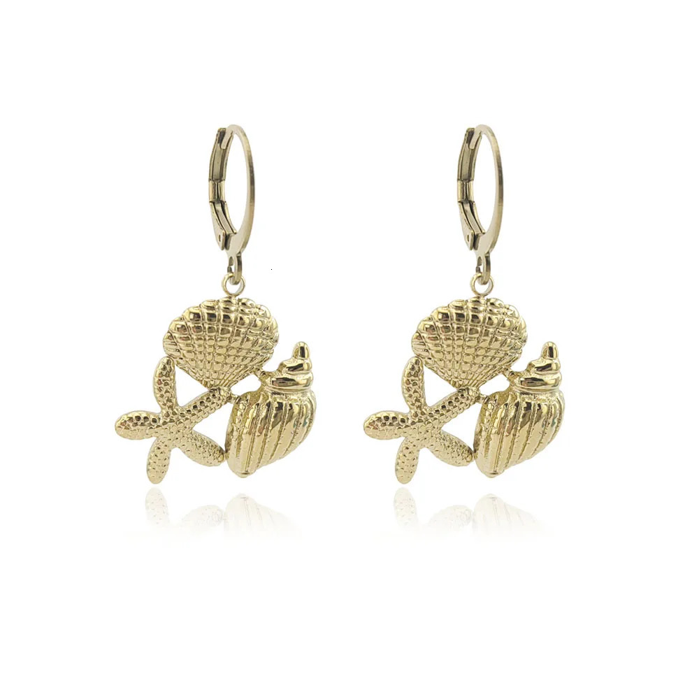 2025 Trend Woman Stainless Steel Seahorse Shell Fish Earrings Summer Fish Skeleton Hoop Earrings Charms 250812