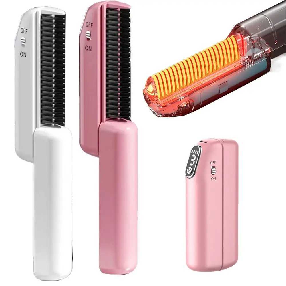 Anti-Scald Electric Hair Straightening Comb Scalable Fast Heating Negative Ion Straightening Brush Smooth Comb Teeth 3 Modes W250814