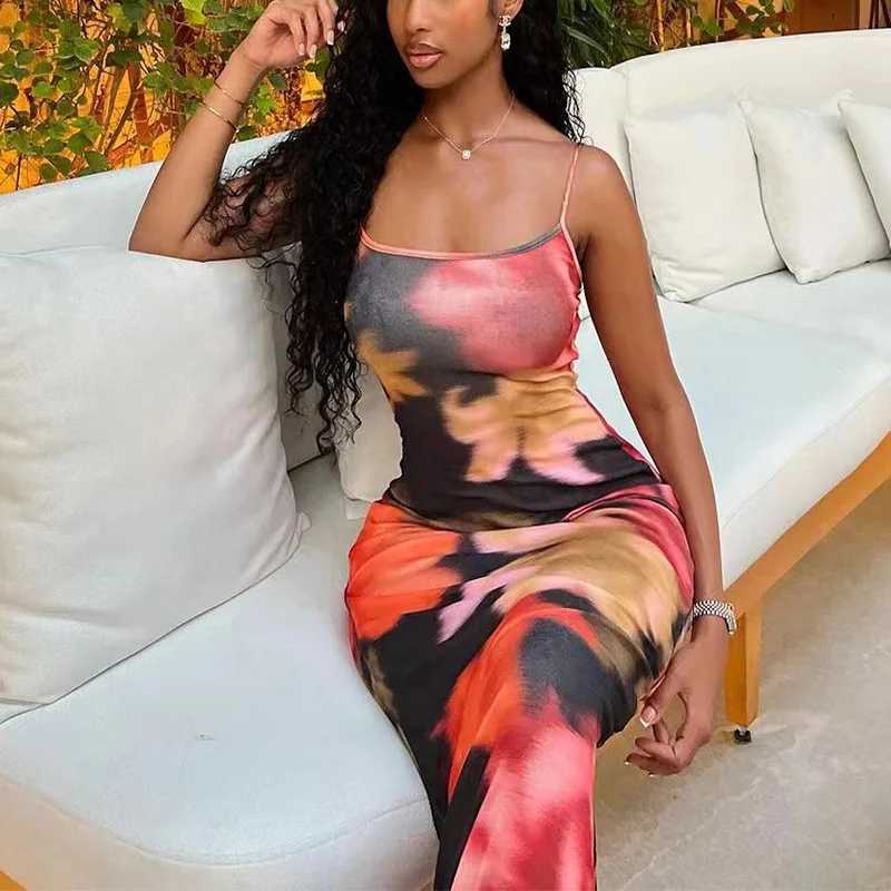 Women Sexy Summer Sling Dress Vintage Sleeveless Backless Flower/Leopard Print Bodycon Long Dresses for Cocktail Party Clubwear XJ250814