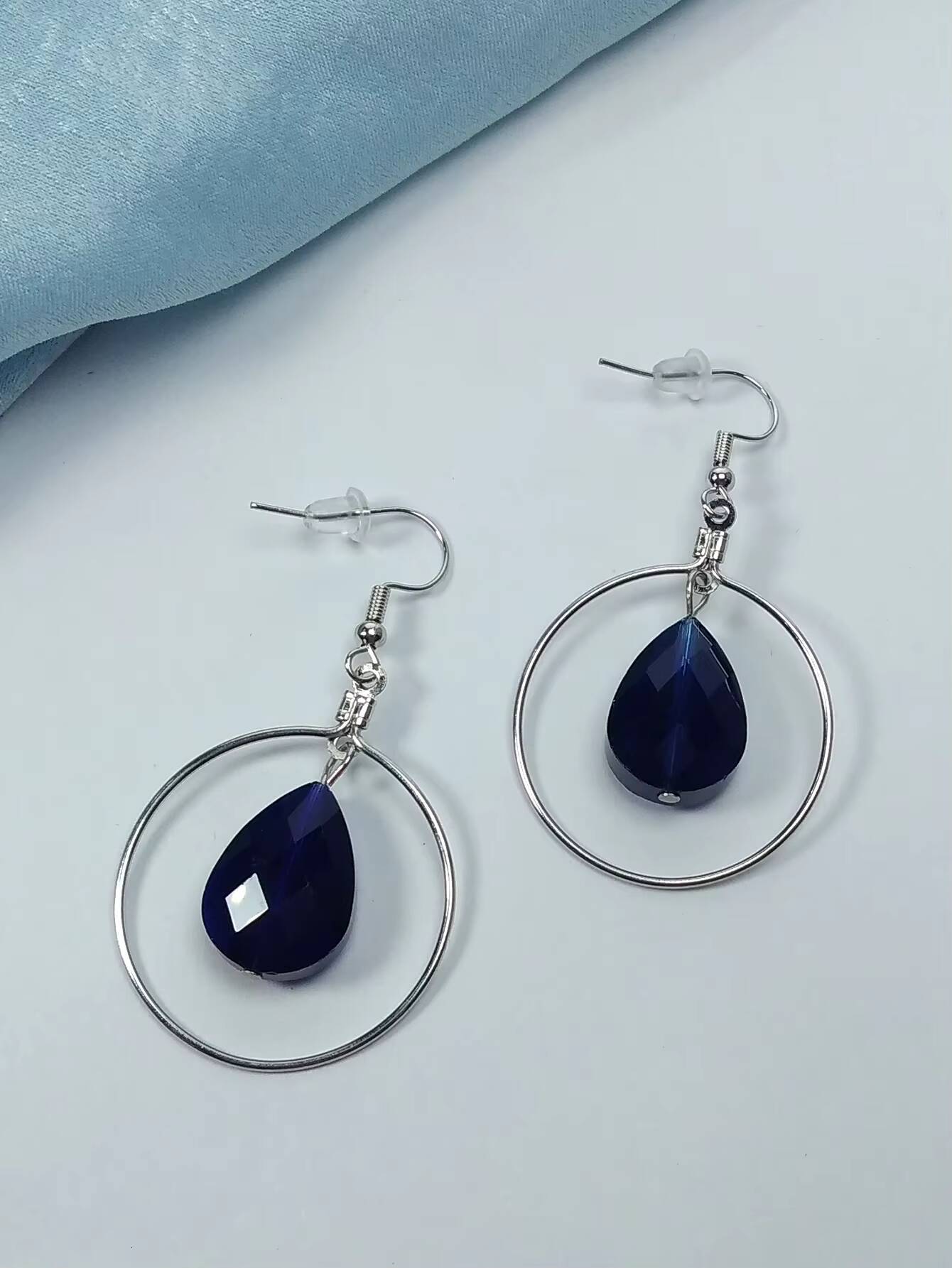 Round fashion Earrings, Female Personality Exaggerated, Water Drop Glass Earrings