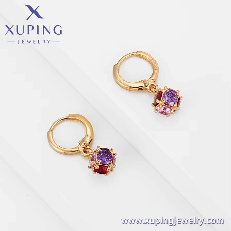 90072 Xu Ping Large Diameter Crystal Hoop Earrings, Gold-Plated Fashion Women's Earrings