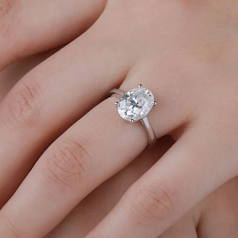 NKHOG 1-4CT Oval Cut Moissanite Rings For Women 100% S925 Silver Wedding Gift Diamond Band 18K Plated Fine Jewelry GRA Certified