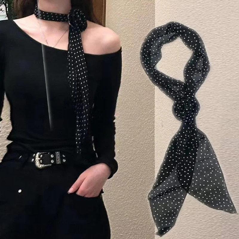 Women French Long Rose Flower Silk Scarf Flutter Shirt Y2K Fashion Temperament Accessories Summer Sunscreen Sunshade Scarfs 250813