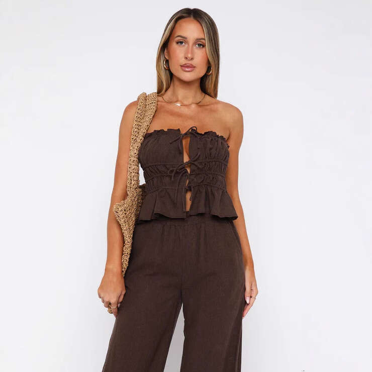 Fashion Drawstring Tube 2025 Summer designer t shirt New Crop Top Versatile Slim Vest for Women