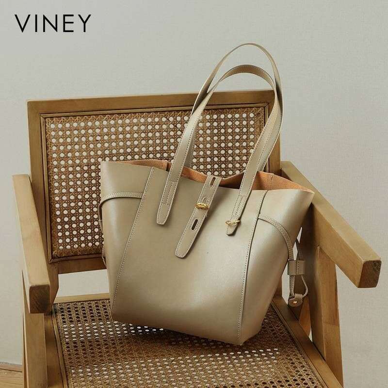 VINEY 2025 Spring And Summer Trendy Genuine Leather Hand-Held Shoulder Large Capacity Fashion Tote Women's Bag