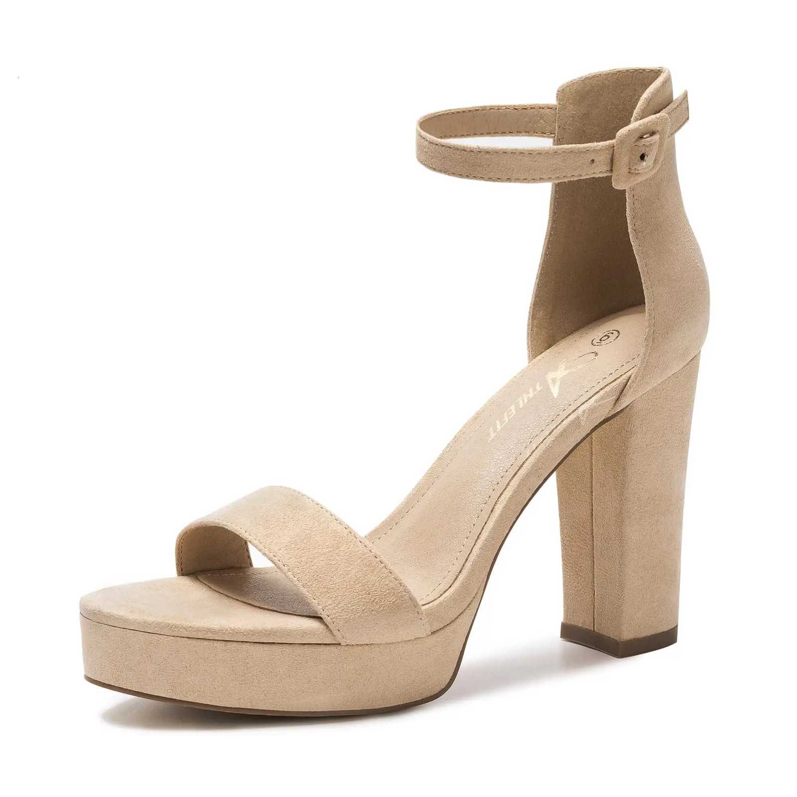 Fashion Womens Chunky High Heels Sandals Elegant Platform Heels 4 Inches Shoes Open Toe Ankle Strap Dress Pumps Sandals W250814