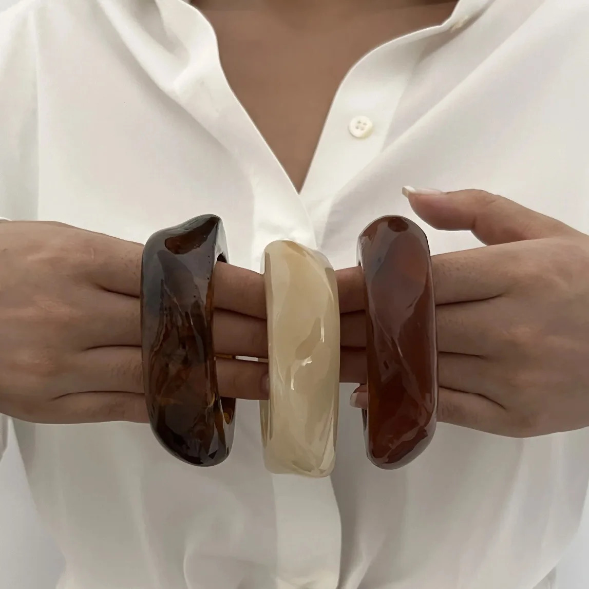 DIEZI Punk Big Geometric irregular Bangles Fashion Hip Hop Acrylic Wide Bangles Bracelets For Women Men Gift Jewelry 250812