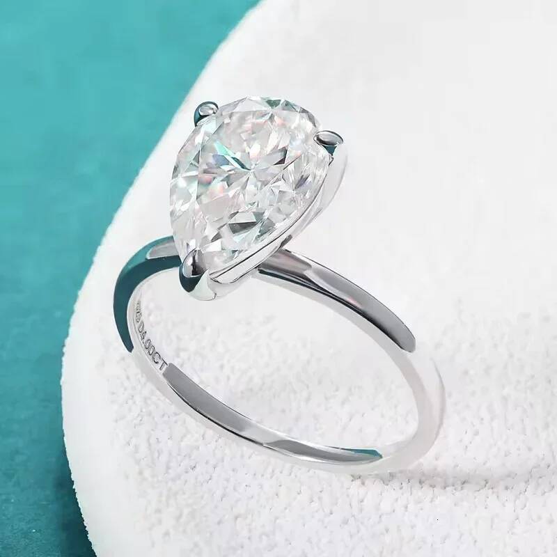 NKHOG 1-4CT Pear Cut Moissanite Rings S925 Silver 18K Gold Plated WaterDrop Solitaire Women Wedding Bands Jewelry Gifts with GRA