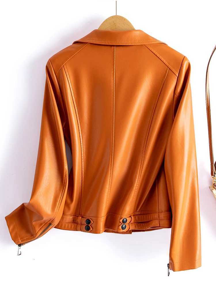 Spring and Autumn New Genuine Leather Clothes Womens Short Slim Fit Fashionable Korean Style Large Size Leather Jacket Small M250729