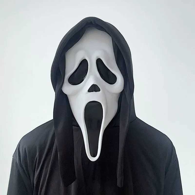 Latex Scream Ghostface Mask Horror Full Head Mask Prank Cosplay Costume Scary Movie Ghostface Props Home Decor Party Supplies Y250814