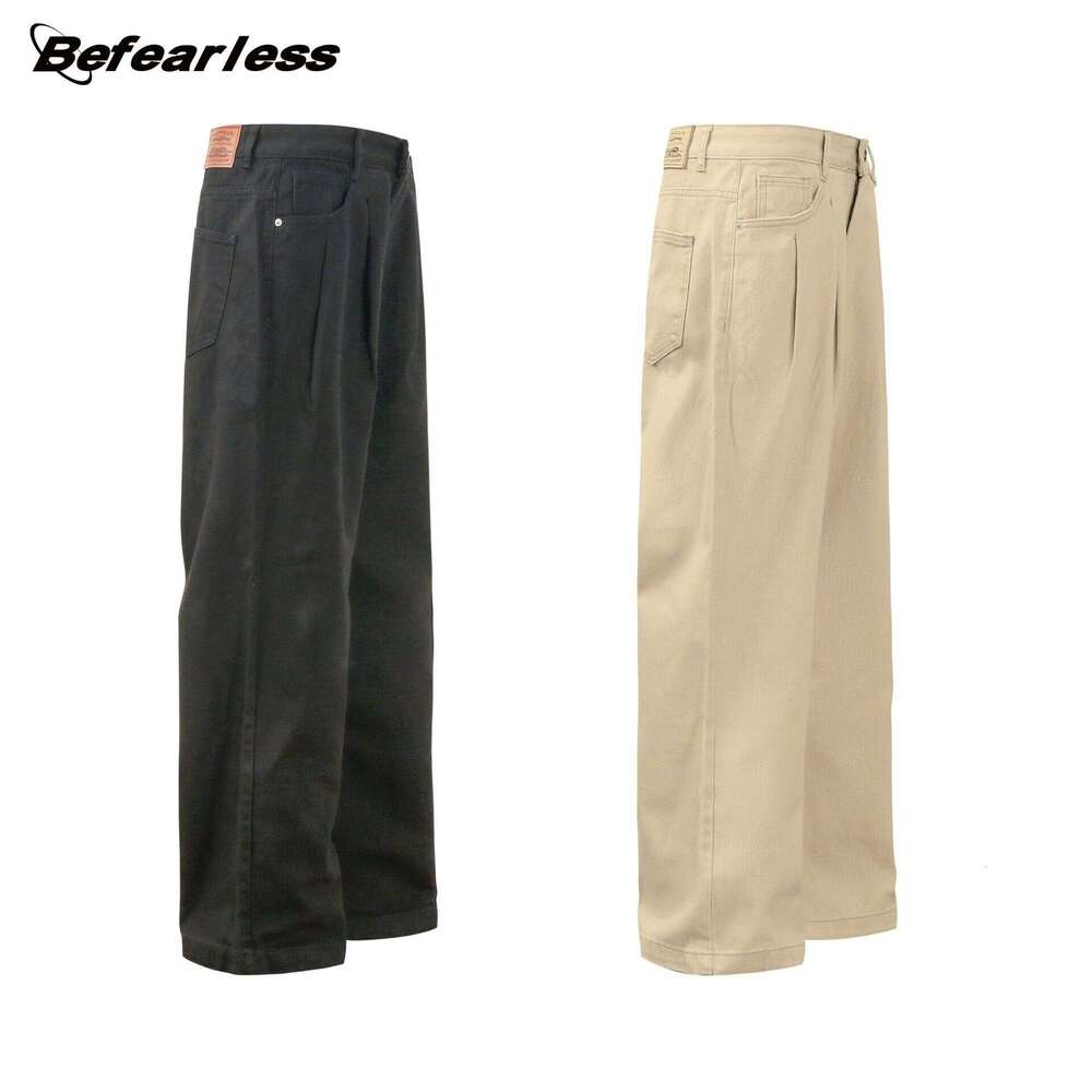 American Style Trendy Washed Straight Wide-Leg Cargo Pants Unisex Basic Versatile Oversized Floor-Length Casual Trousers B5