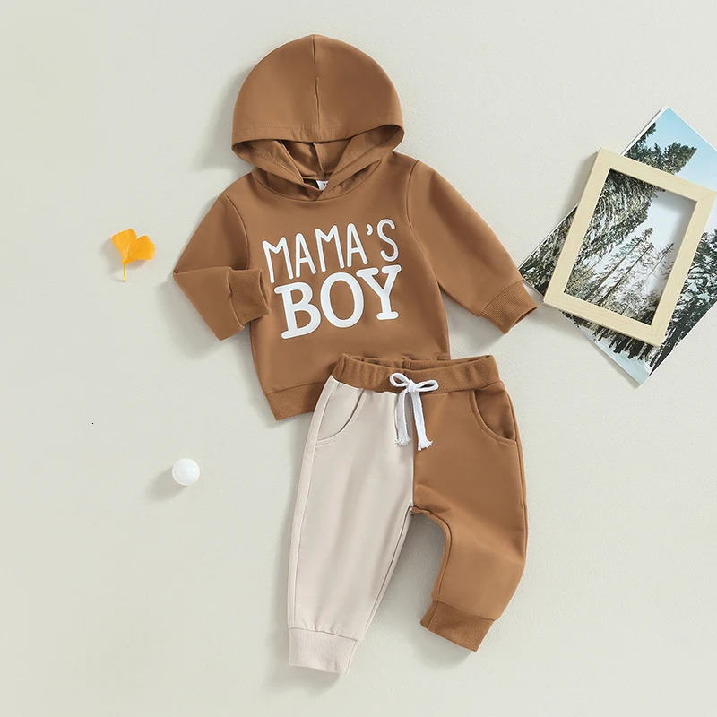 Baby Boy Fall Outfits Classic Long Sleeve Letter Print Hoodie Pants Set Toddler Clothes 250813