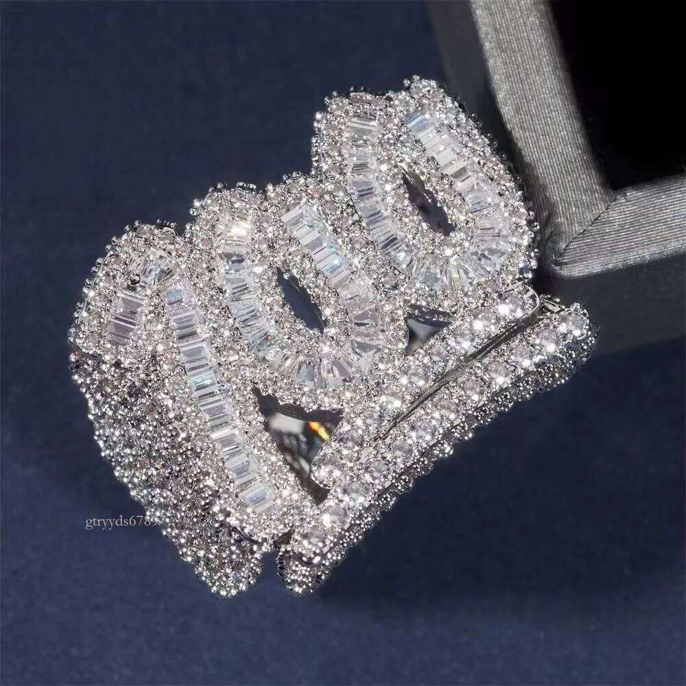 Ready to Ship Lan Dia Custom Sier Vvs Moissanite Iced Out Hip Hop Jewelry Mens Ring