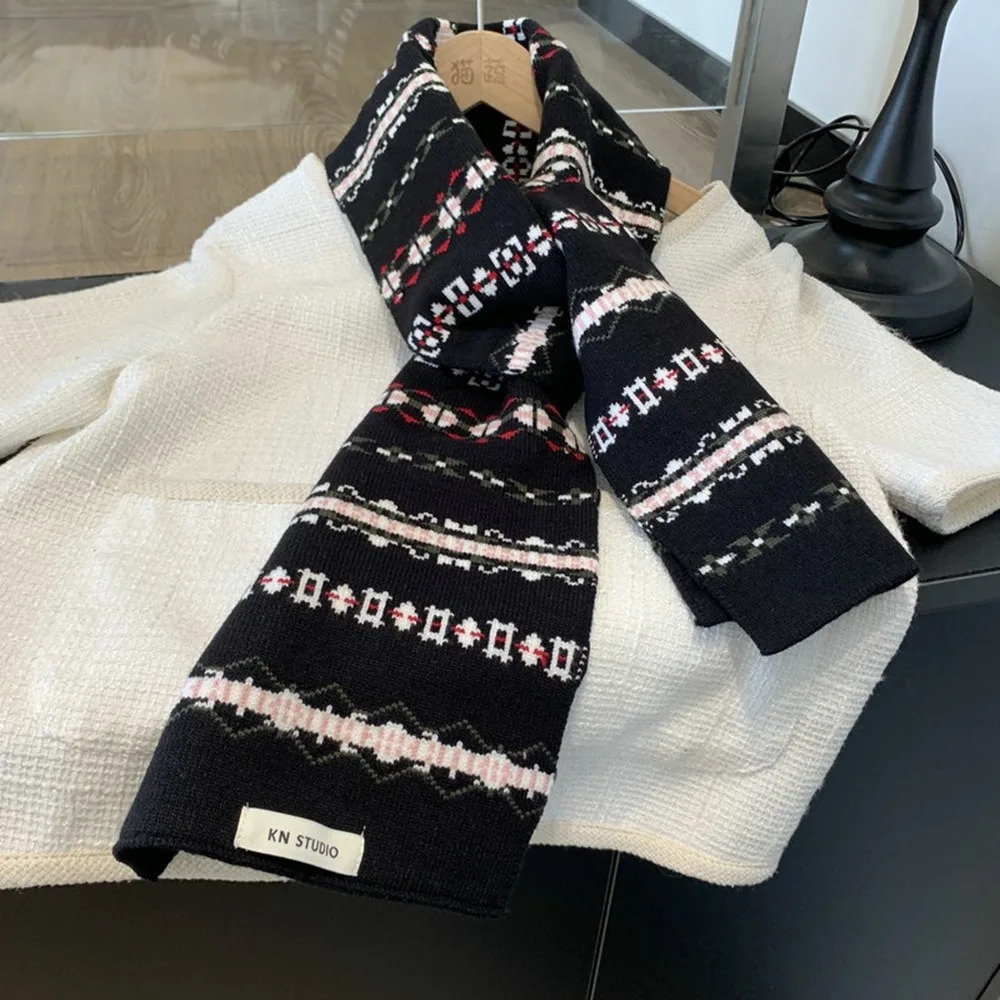 Simple Icelandic Style Island Style Jacquard Scarf Cashmere Printed Knitted Scarves Warm Korean Style Scarves Wool Shawl Girl 250808
