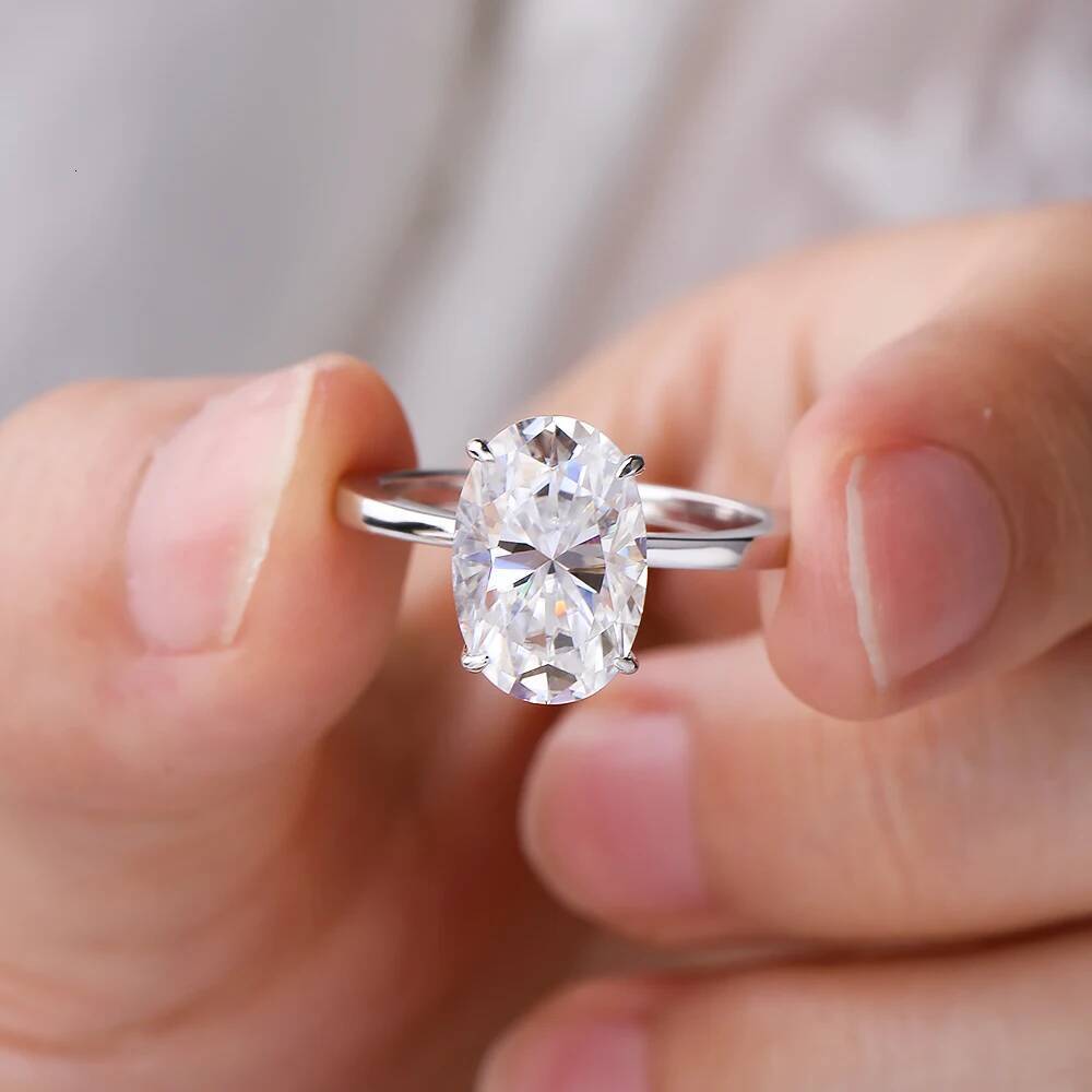 NKHOG 4.5CT Oval Moissanite Rings Women 925 Sterling Silver Engagement Wedding Diamond Band Fine Jewelry GRA Certified Wholesale