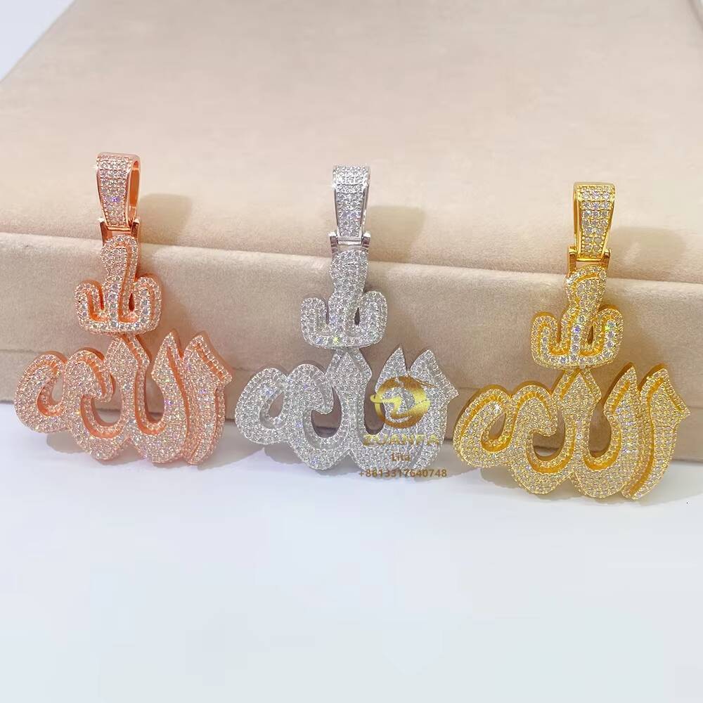 Custom Iced Out Pendant Moissanite Diamond 925 Sterling Silver VVS Moissanite Pendant Hip Hop Jewelry Men Necklace