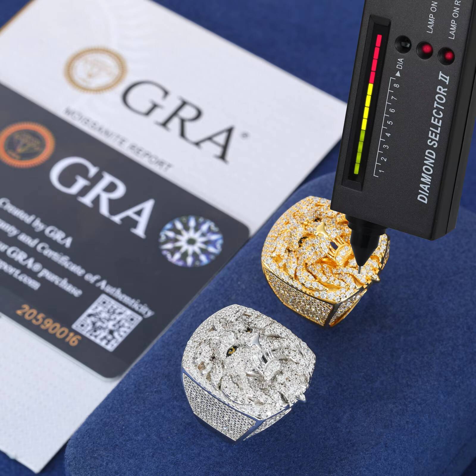 3D Lion King Head Ring White Gold Sterling Sier Lab VVS Moissanite Dia Iced Out Hip Hop Jewelry for Rappers Men