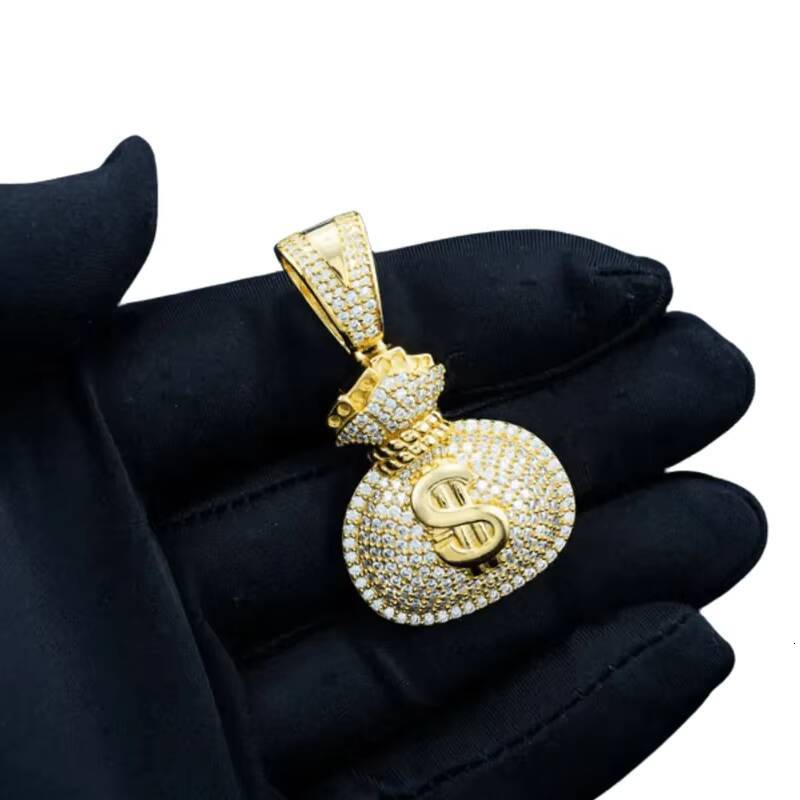 New Hip Hop Jewelry Pass Diamond Tester 925 Sterling Silver Bling Iced Out GRA VVS Moissanite Money Bag Pendant for Men Women