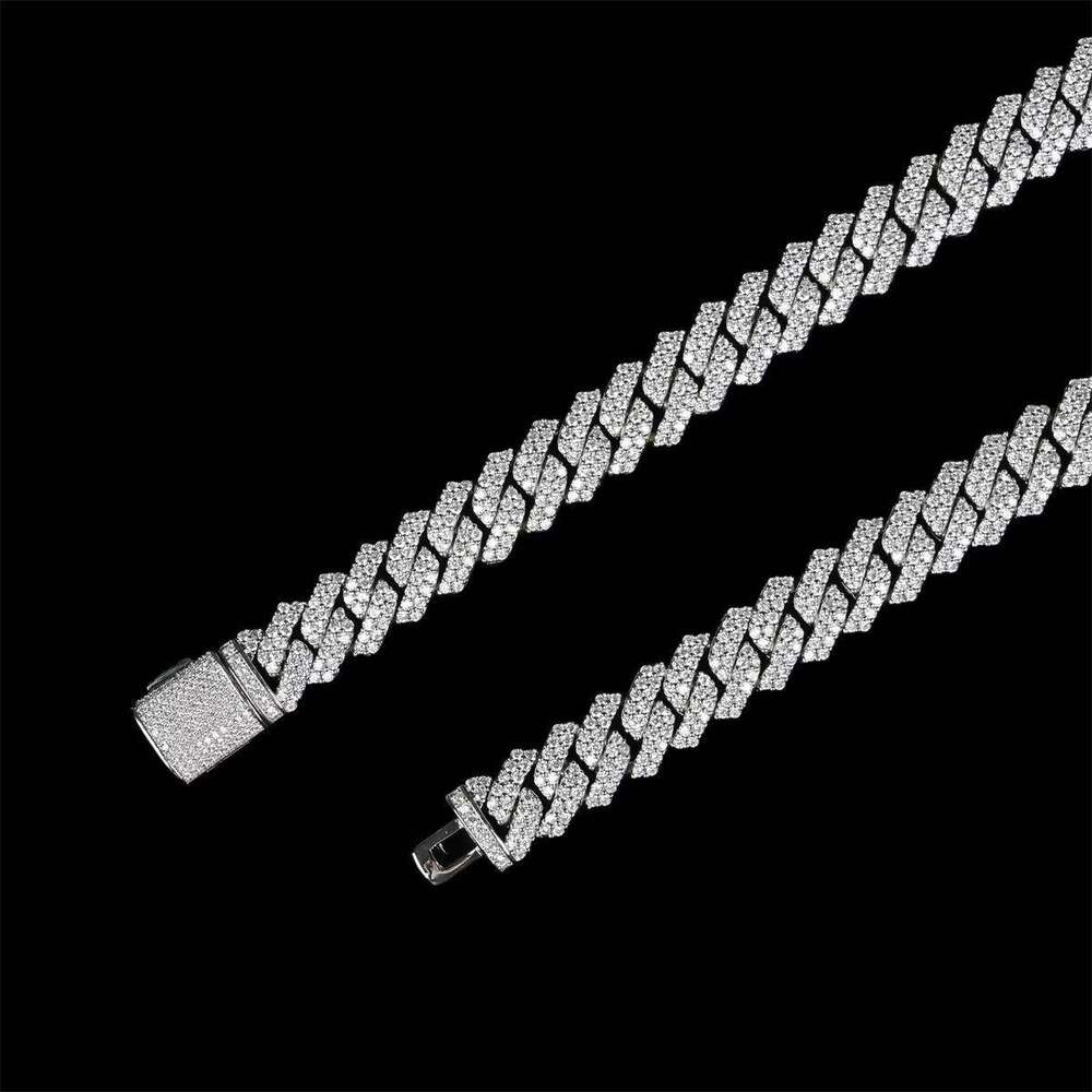 14mm Cuban Chain 14k Gold Plated Rhodium Hip Hop Necklace with Zircon Engagement