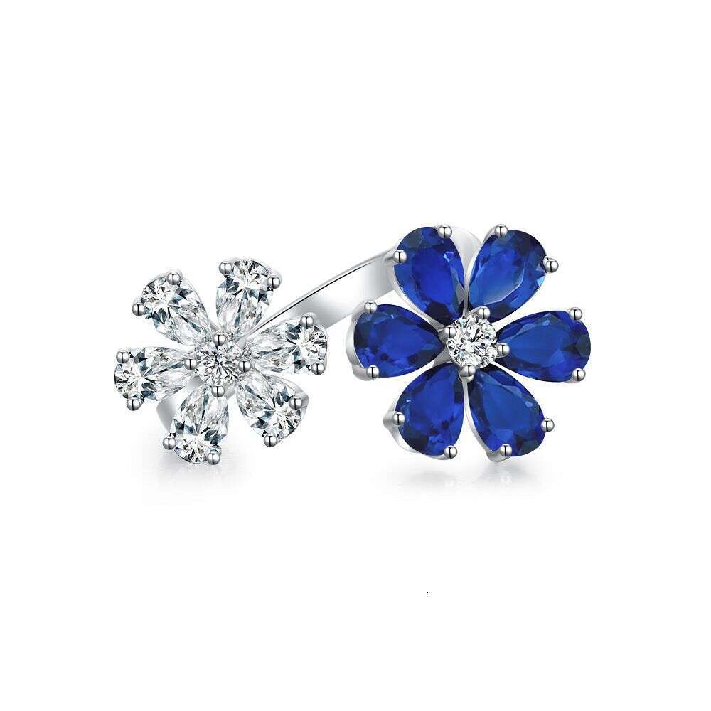 S925 Sterling Silver Flower Ring with Zirconia - Adjustable, Elegant & Trendy for Women and Girls Jewlery