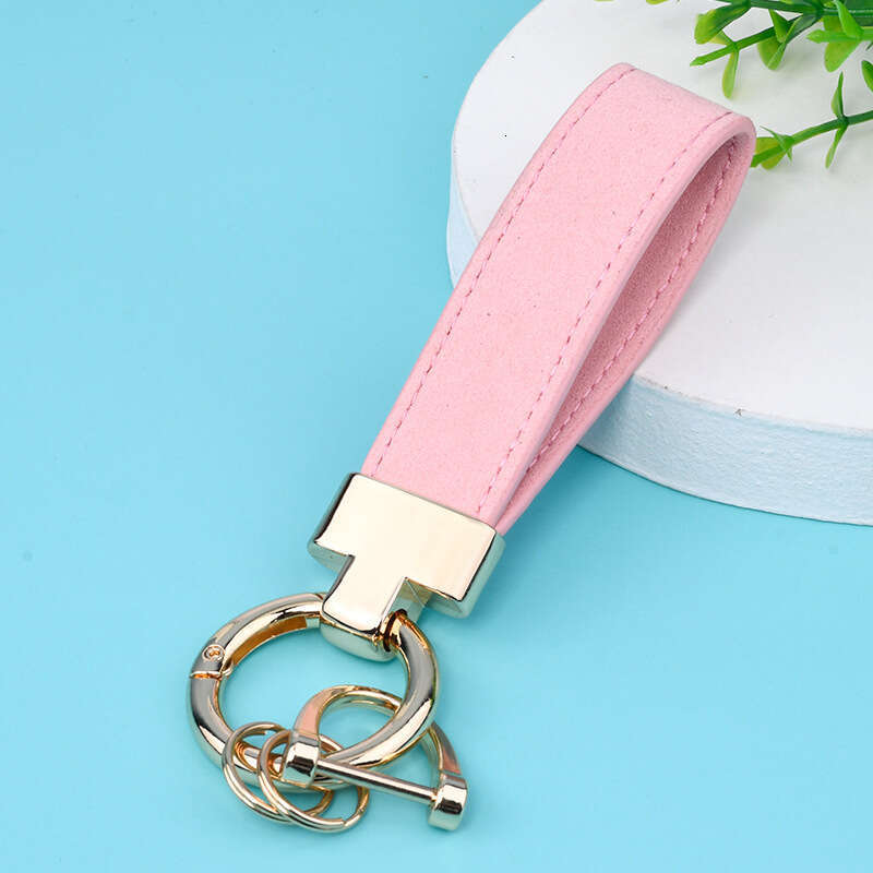 Suede T-shaped Car Keychain Leather Veet Horseshoe Buckle Pendant Personalized Women's Bag Decoration Trendy Small Gift