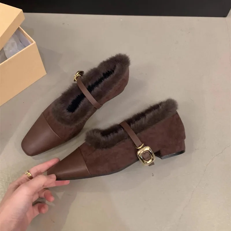 Loafers Fur Shoes Woman Comfortable And Elegant Modis Female Footwear Casual Sneaker On Heels Dress Winter Mary Janes 250809