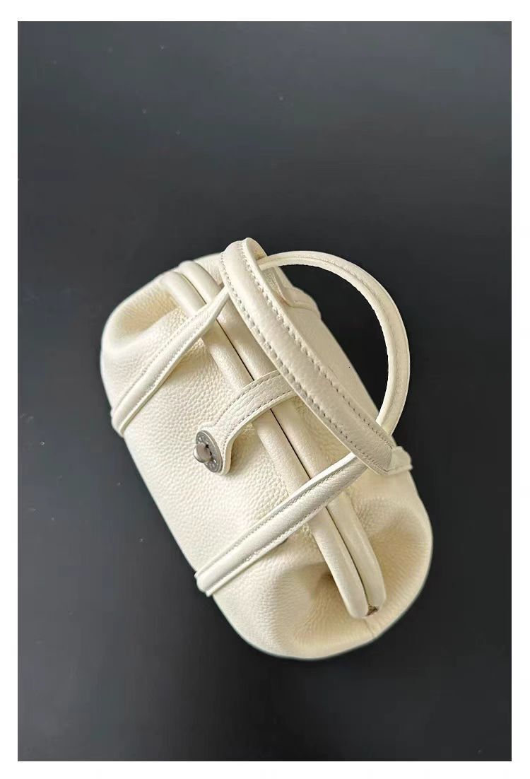Designer Bag 2025 New Vegetable Tanned Leather Clip Catfish Bag High-end First Layer Cowhide Shell Bag Single Shoulder Luxury Bag Handbag Dumpling Bag