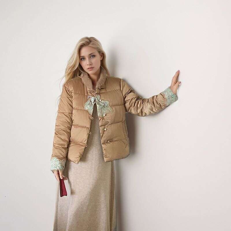 2025 Down And Women's Winter Embroidery New Temperament Chinese Short Style Warm Cotton Jacket
