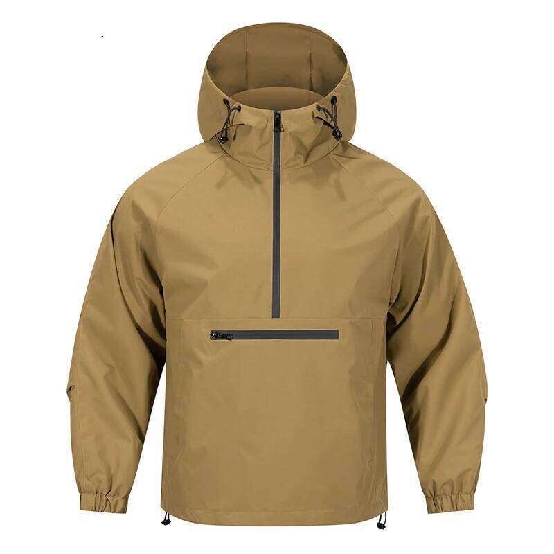 Men's Hooded Jacket Spring And Autumn Hoodie - American Street Trend Pullover. Sports Outdoor Half Collar Windbreaker&