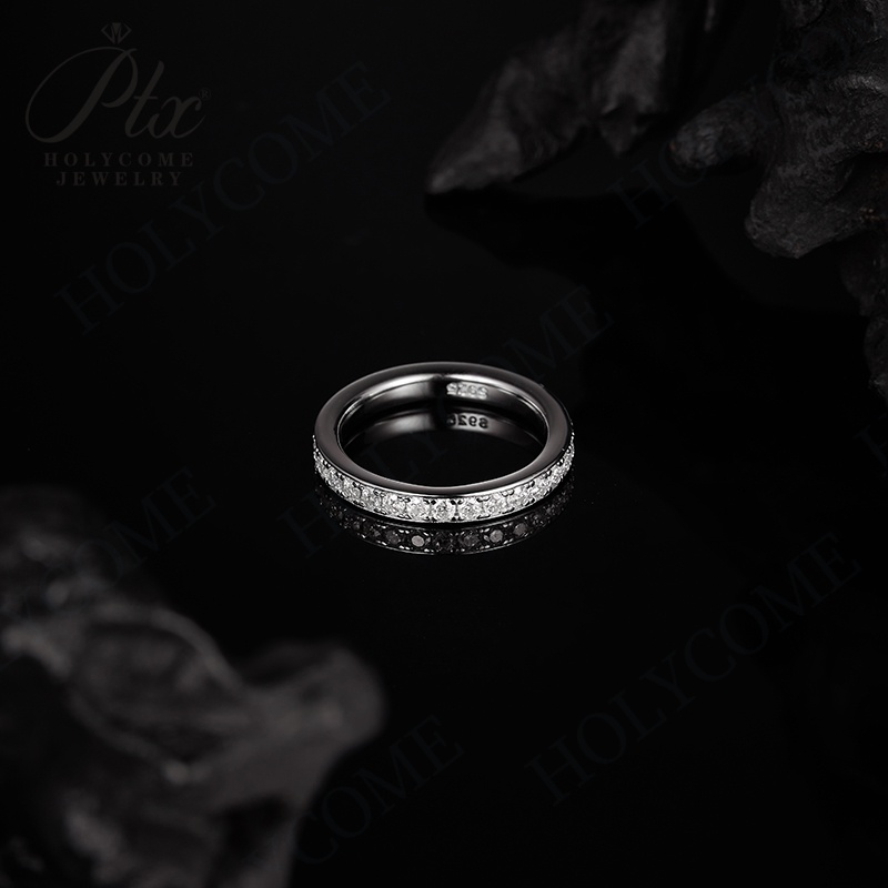 2mm Full Moissanite Rings for Women Eternity Wedding Band S925 Sterling Silver D Color Channel Set Lab Moissanite Diamond Fine Jewelry