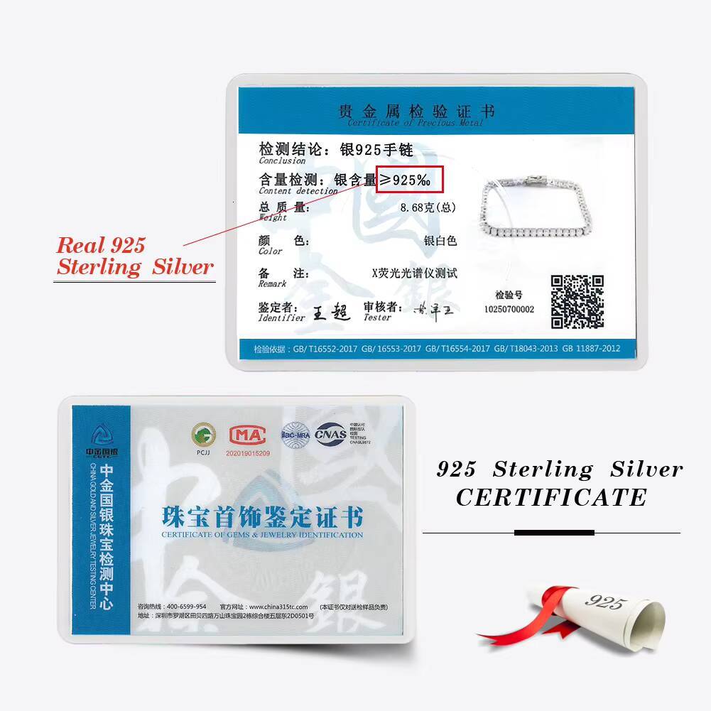 High Quality Sterling Sier Tennis Chain Hip Hop Style Dia Tester Bracelet Moissanite Bracelets Bangles