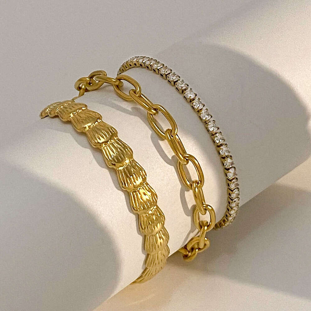 Designer Stainless for Women Zircon High-End Ins Open Bracelet Gold Jewelry Titanium Steel