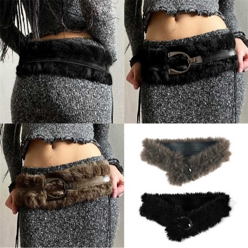 Plush Leather Patchwork Waist Belt Unique Styles Waistband Versatiles Wear Womens Fashion Accessory 250814