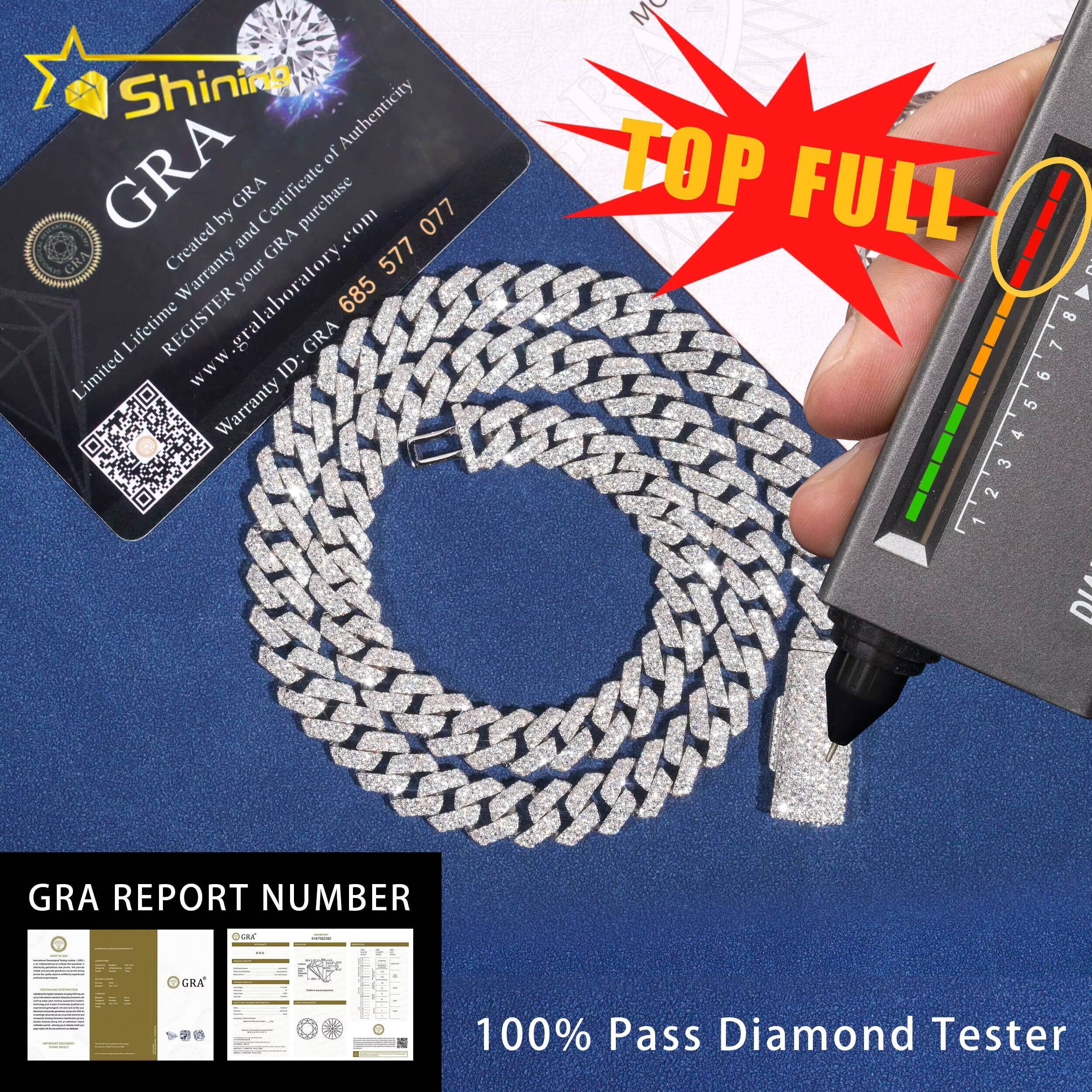 Ready to Ship 48H Shipping Pass Diamond Tester 925 Silver 10MM Two Row Regular Popular Moissanite Cuban Link Chain